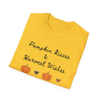 Pumpkin Kisses & Harvest Wishes T-Shirt — Fall Pumpkin Tees