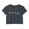 Horror Diva in White Font Gothic Festival Crop Top