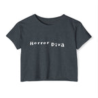 Horror Diva in White Font Gothic Festival Crop Top