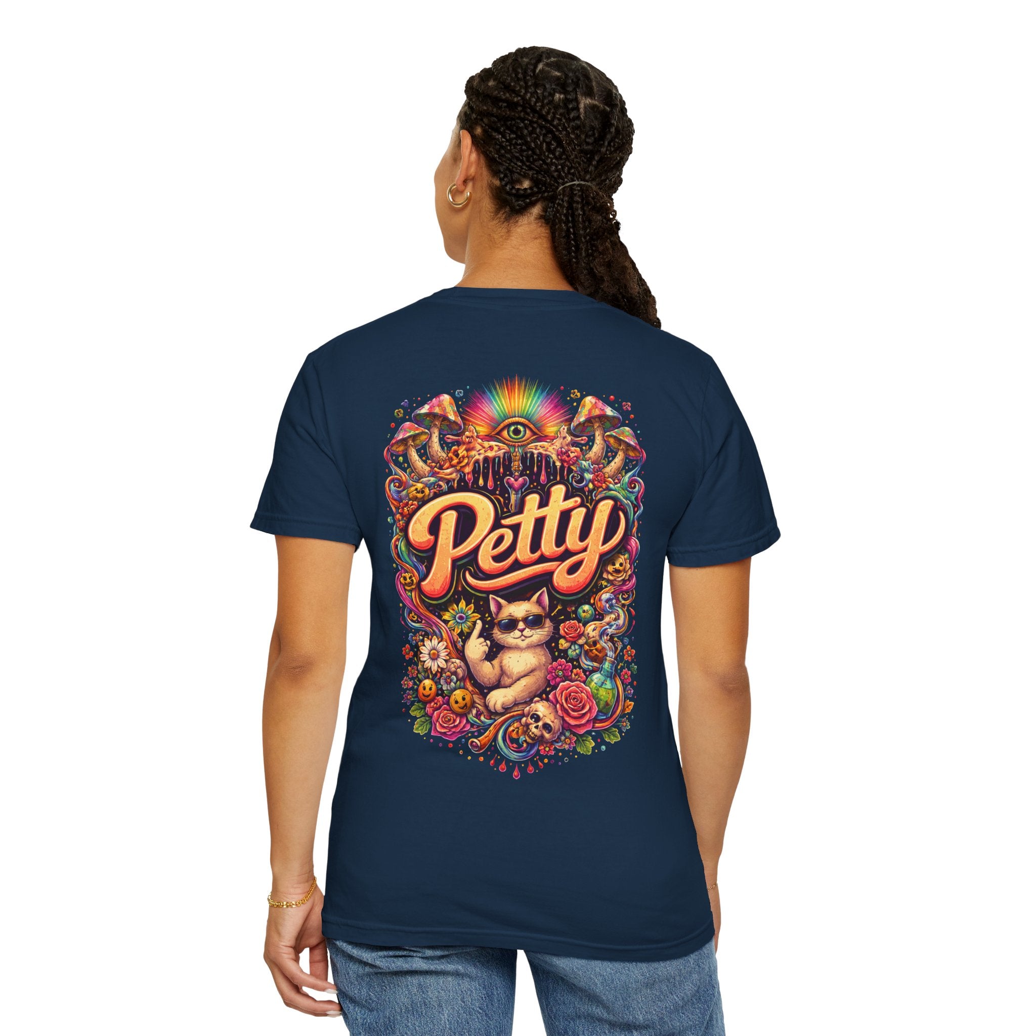Petty Cat Vintage Tee — Retro Colorful Cat Graphic T-Shirt