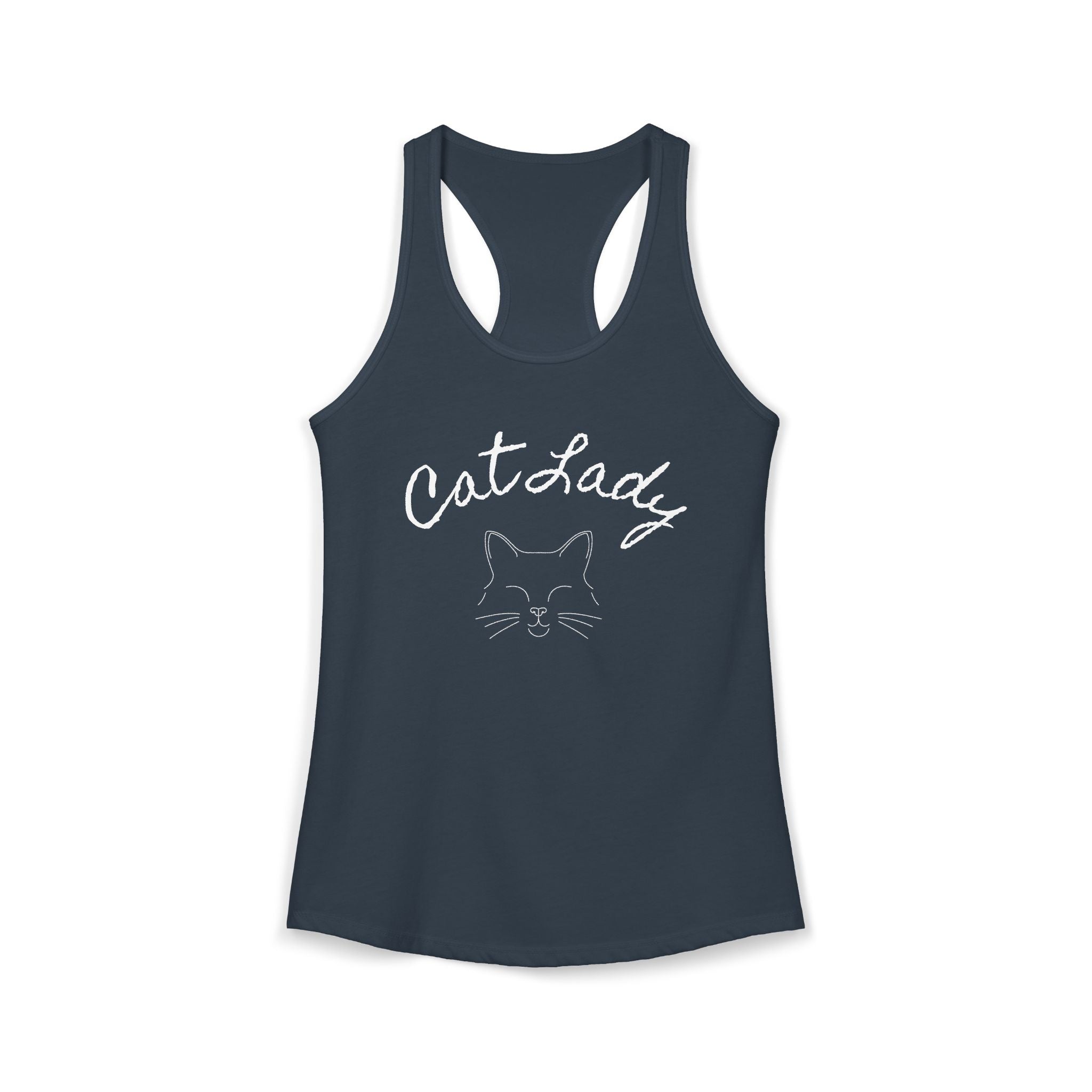 Cat Lady  In white font Women's Ideal Racerback Tank