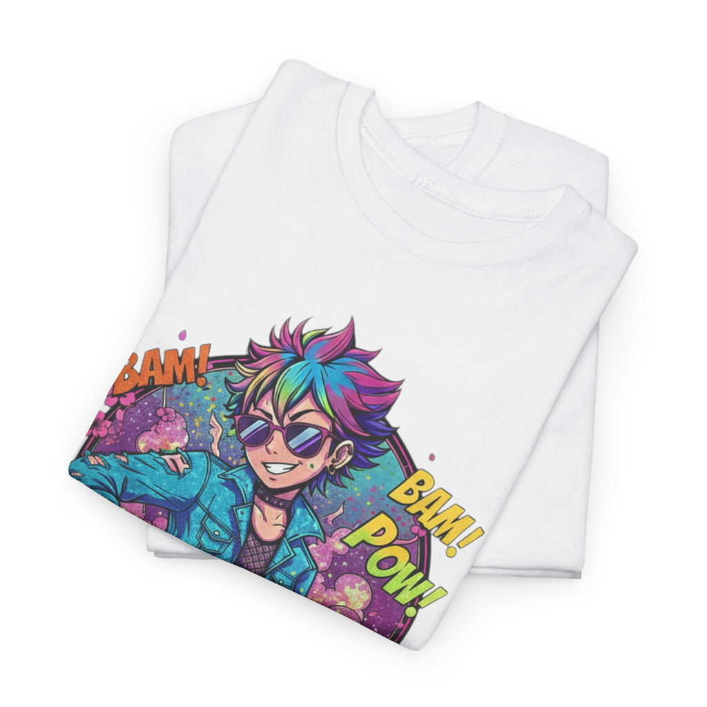 Petty Cotton Graphic Tee — Colorful Punk Anime-Inspired Design